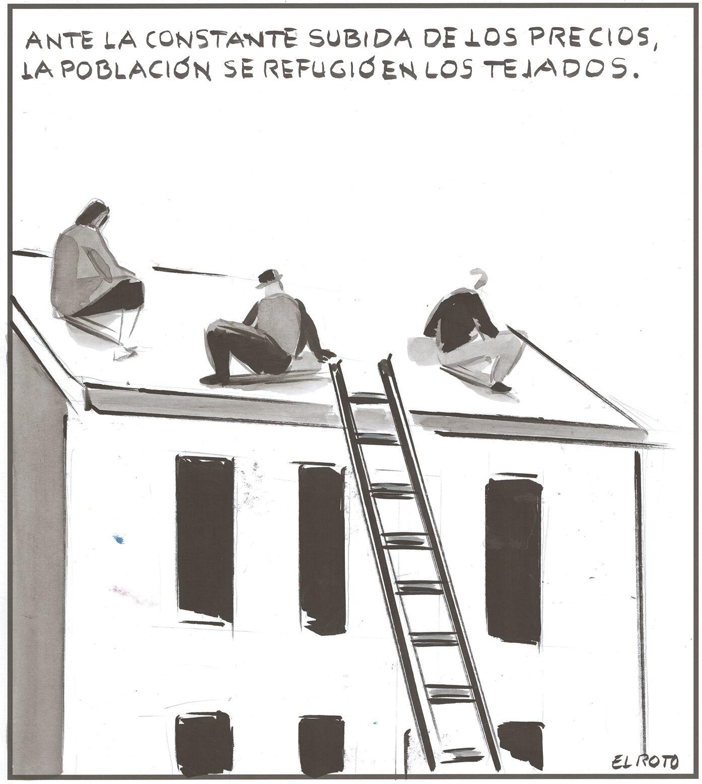 El Roto: refugiados en los tejados